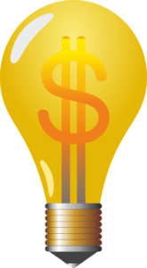 Dollar sign inside a light bulb