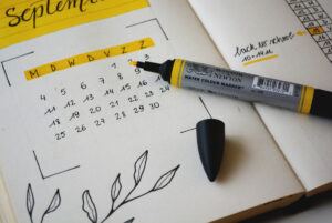 Calendar and marker.