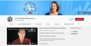 Learn French with Alexa YouTube homepage