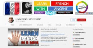 Learn French with Vincent YouTube homepage