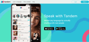 Tandem app homepage.