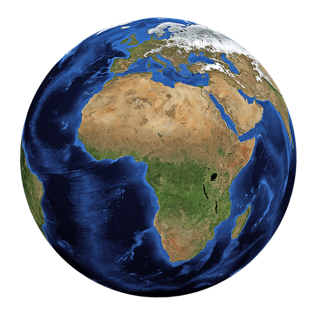 Globe with Africa in the foreground.