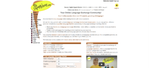 My Language Exchange homepage.