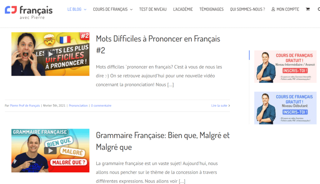 A language site with a couple of French videos.
