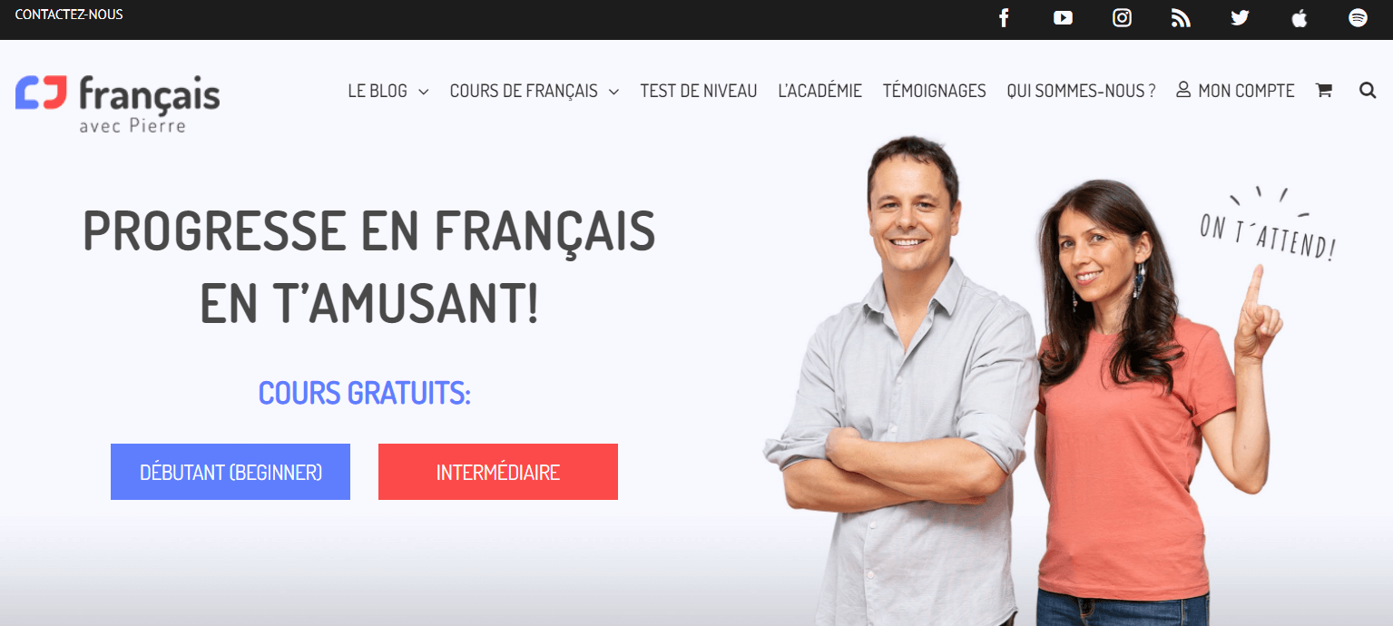 A French language site depicting a couple of young teachers.