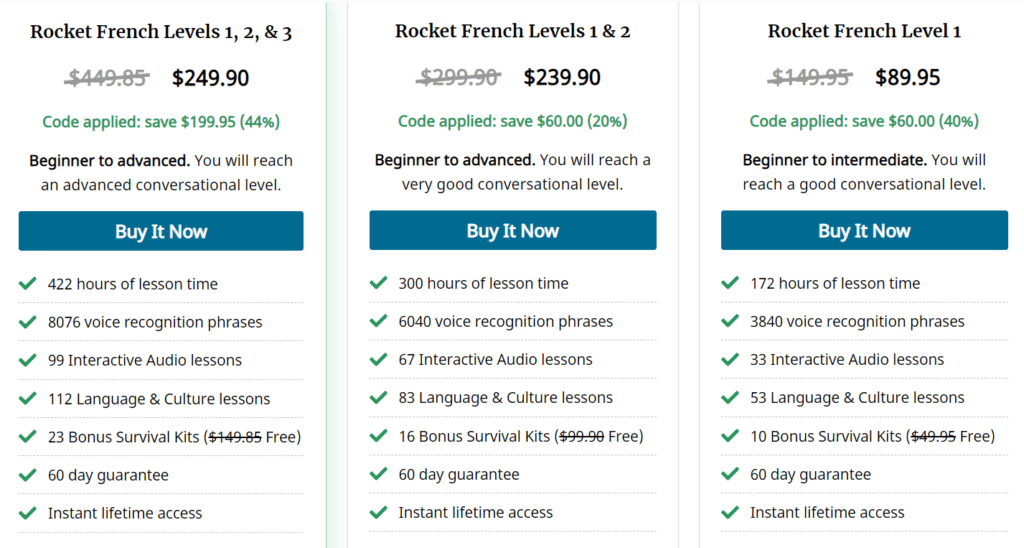 Rocket Languages price comparison.