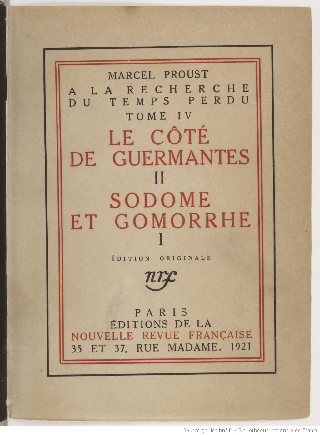 Book cover of A la recherche du temps perdu.